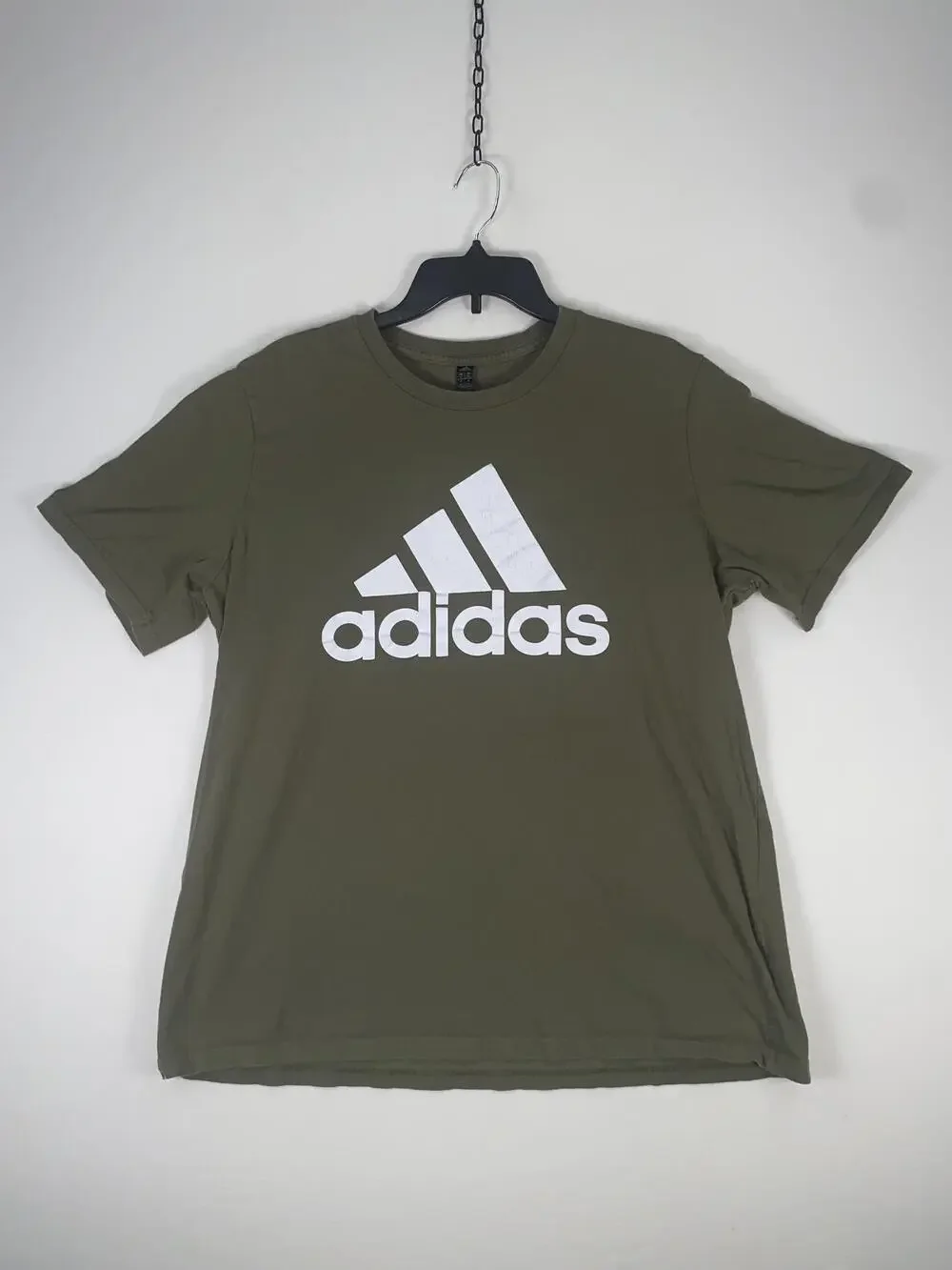 Adidas Shirt Mens XL Green Big Logo Graphic Tee T-Shirt Casual Crewneck Cotton